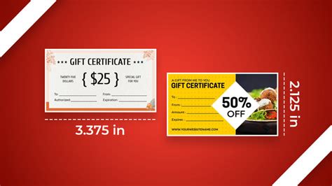 gift certificate standard size